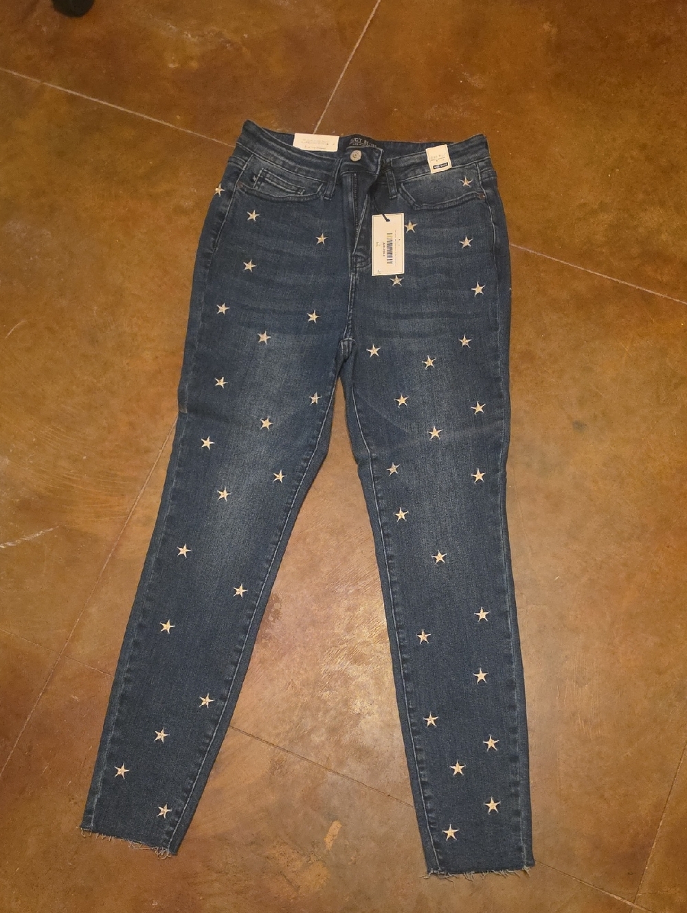 Judy Blue Navy Skinny Jeans with Star Embroidery